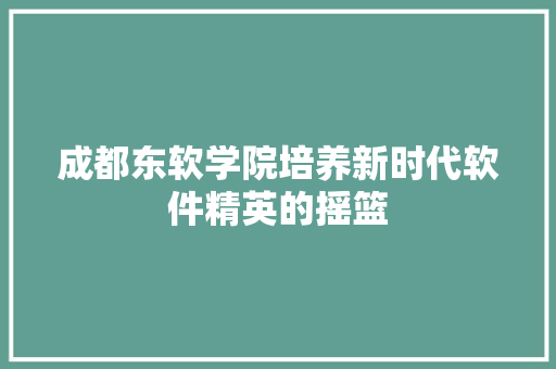 成都东软学院培养新时代软件精英的摇篮