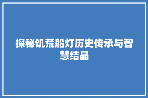 探秘饥荒船灯历史传承与智慧结晶