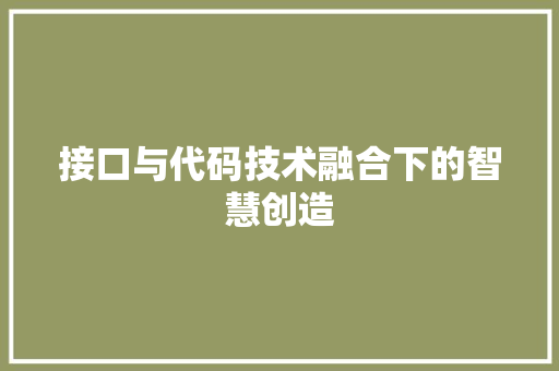 接口与代码技术融合下的智慧创造
