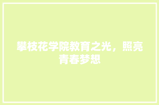 攀枝花学院教育之光，照亮青春梦想
