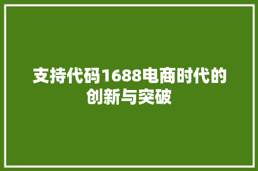 支持代码1688电商时代的创新与突破  第1张
