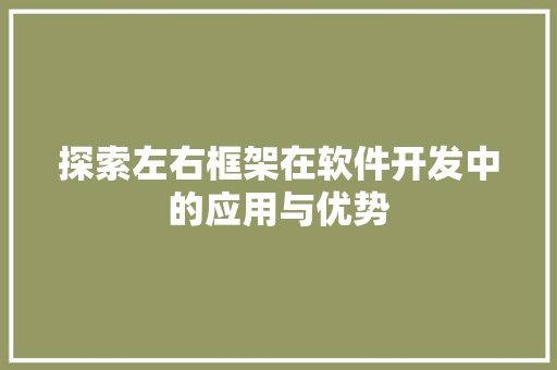 探索左右框架在软件开发中的应用与优势
