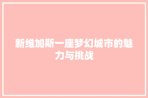 新维加斯一座梦幻城市的魅力与挑战