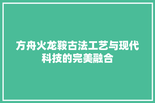 方舟火龙鞍古法工艺与现代科技的完美融合