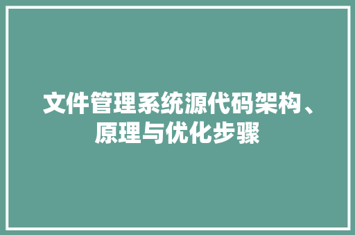 文件管理系统源代码架构、原理与优化步骤