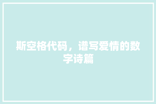 斯空格代码，谱写爱情的数字诗篇