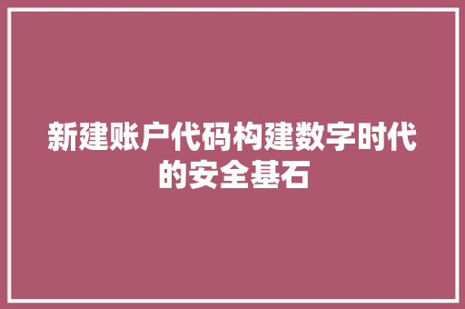 新建账户代码构建数字时代的安全基石