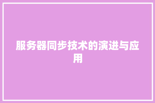 服务器同步技术的演进与应用