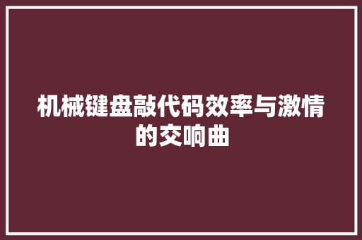 机械键盘敲代码效率与激情的交响曲