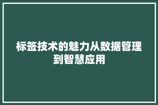标签技术的魅力从数据管理到智慧应用