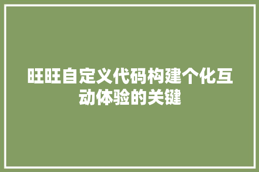 旺旺自定义代码构建个化互动体验的关键