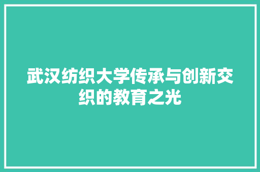 武汉纺织大学传承与创新交织的教育之光