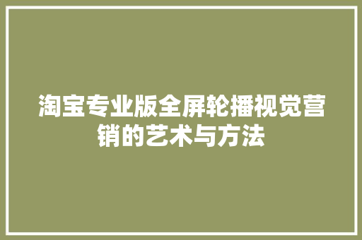淘宝专业版全屏轮播视觉营销的艺术与方法