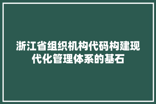 浙江省组织机构代码构建现代化管理体系的基石  第1张