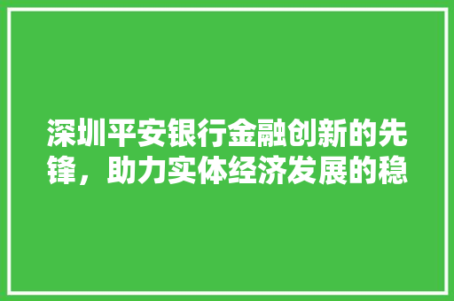 深圳平安银行金融创新的先锋，助力实体经济发展的稳健力量