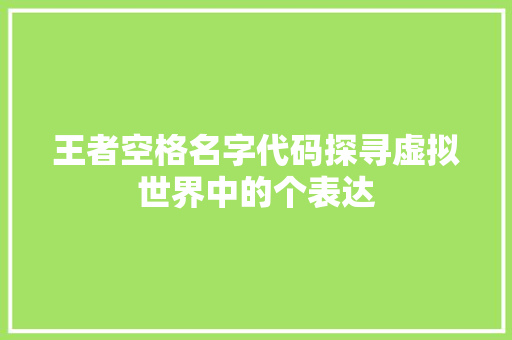 王者空格名字代码探寻虚拟世界中的个表达