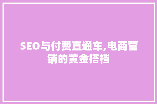 SEO与付费直通车,电商营销的黄金搭档