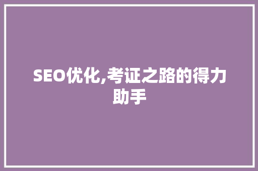 SEO优化,考证之路的得力助手