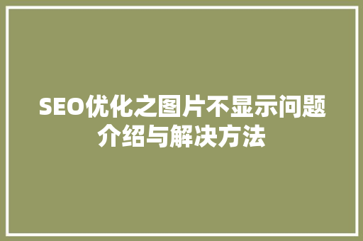 SEO优化之图片不显示问题介绍与解决方法