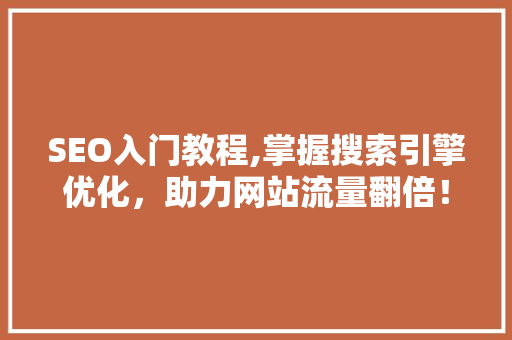 SEO入门教程,掌握搜索引擎优化，助力网站流量翻倍！