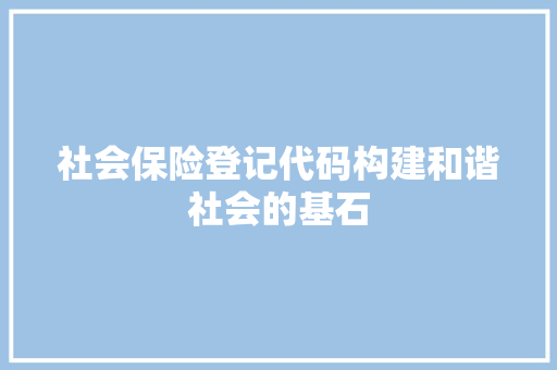 社会保险登记代码构建和谐社会的基石