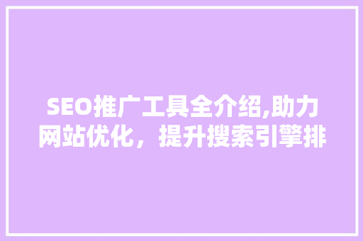 SEO推广工具全介绍,助力网站优化，提升搜索引擎排名