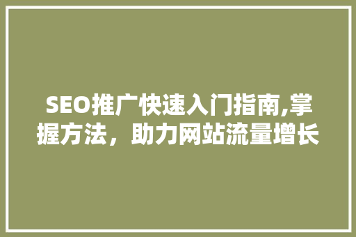 SEO推广快速入门指南,掌握方法，助力网站流量增长