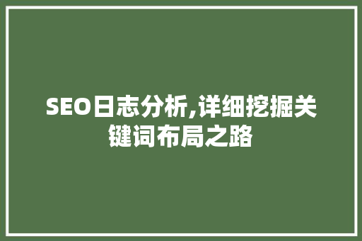 SEO日志分析,详细挖掘关键词布局之路