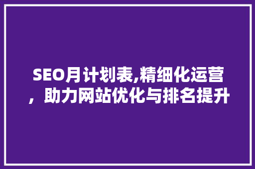 SEO月计划表,精细化运营，助力网站优化与排名提升  第1张