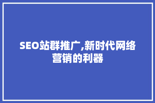 SEO站群推广,新时代网络营销的利器