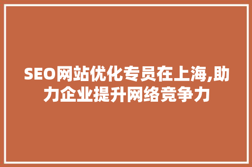 SEO网站优化专员在上海,助力企业提升网络竞争力