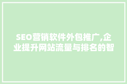 SEO营销软件外包推广,企业提升网站流量与排名的智慧选择