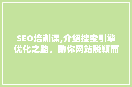 SEO培训课,介绍搜索引擎优化之路，助你网站脱颖而出