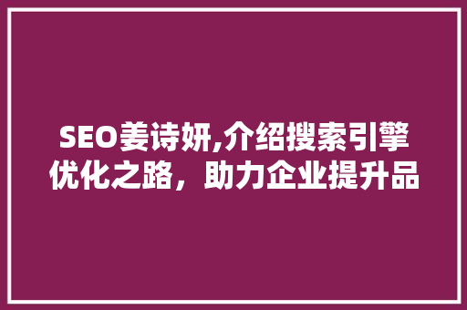 SEO姜诗妍,介绍搜索引擎优化之路，助力企业提升品牌影响力
